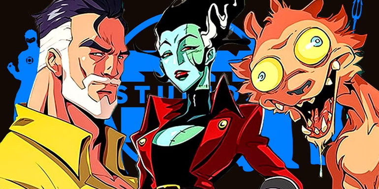 Rick Flag Sr., Bride of Frankenstein and Weasel in DCUs Creature Commandos in front of the DC Studios logo