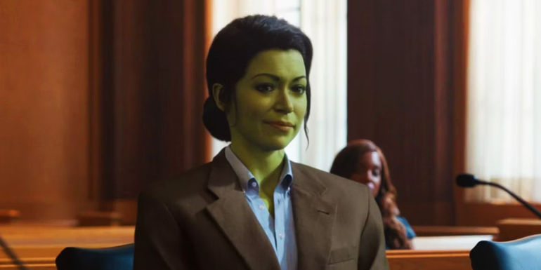 She-Hulk in suit in court in She-Hulk Attorney at Law