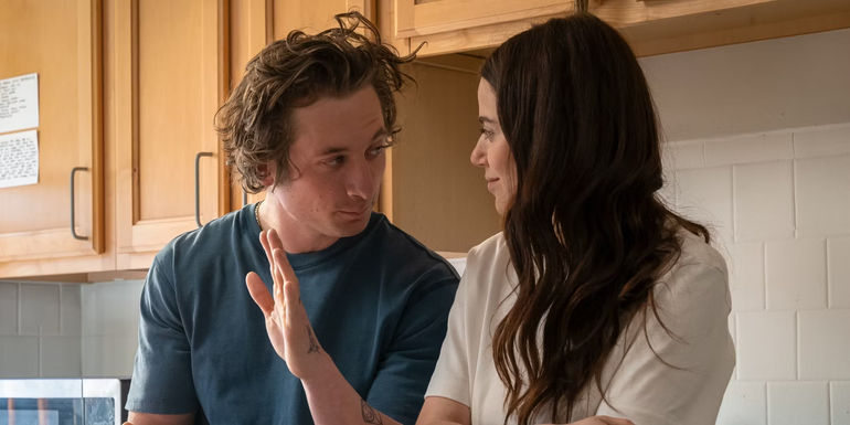 Carmy and Claire in Carmy's kitchen in The Bear season 2