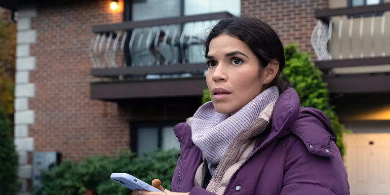 America Ferrera looks at her phone in Dumb Money