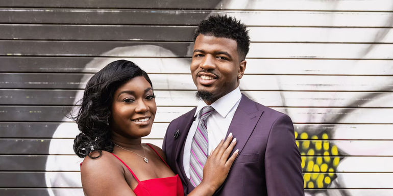 Paige Chris Married at First Sight dressed up smiling