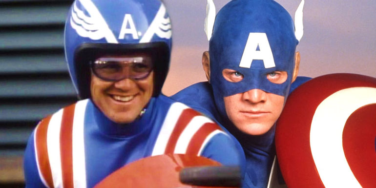 Split images of Captain America 1978 and 1990 Movies