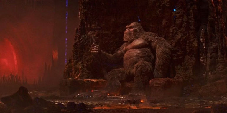 Kong on the throne in Godzilla V Kong.