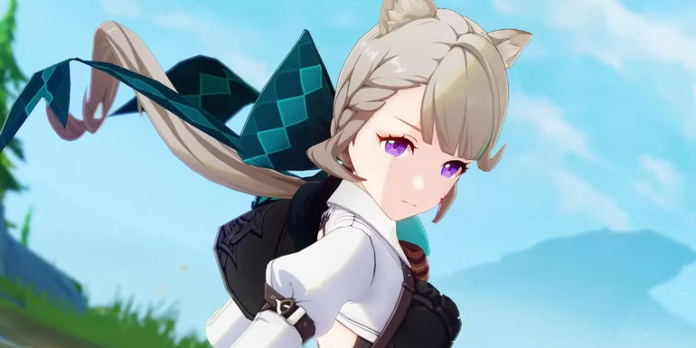 A screenshot of Genshin Impact four-star character Lynette from her Character Demo trailer.