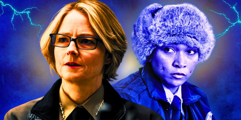 Jodie Foster as Chief Liz Danvers and Kali Reis as Trooper Evangeline Navarro in True Detective: Night Country
