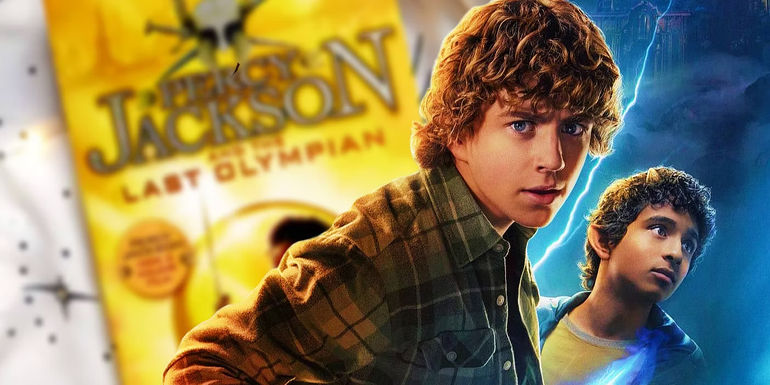 The poster for Percy Jackson and the Olympians next to a blurred image of Percy Jackson and the Last Olympian