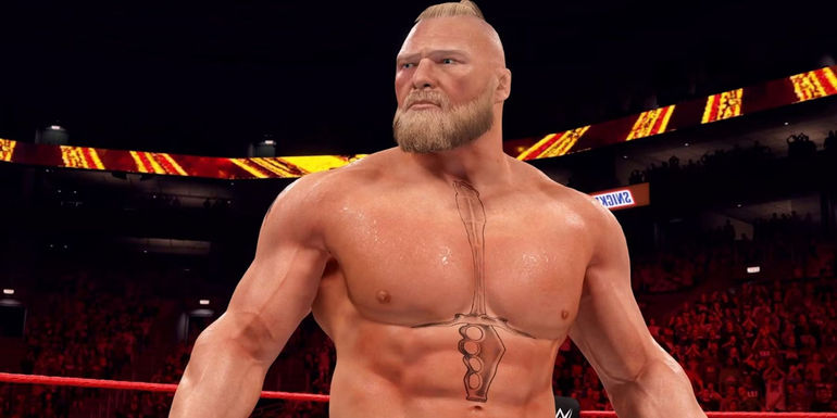 Brock Lesnar close-up in WWE 2K22
