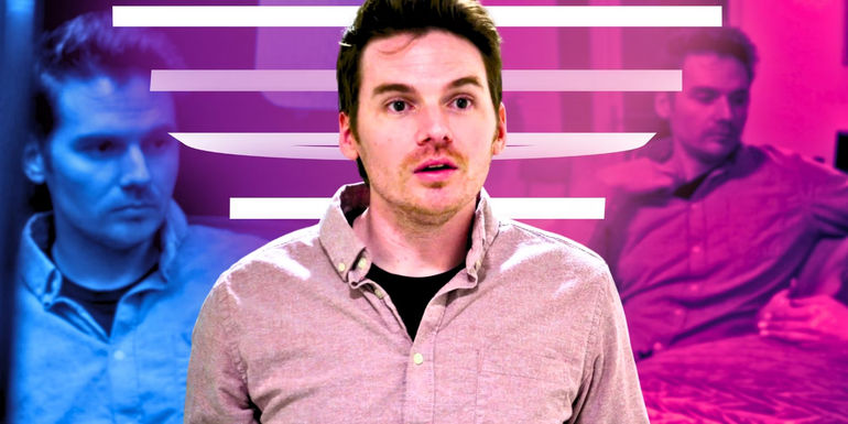 Cameron Frazer from Married at First Sight season 17 in blue and pink monatage