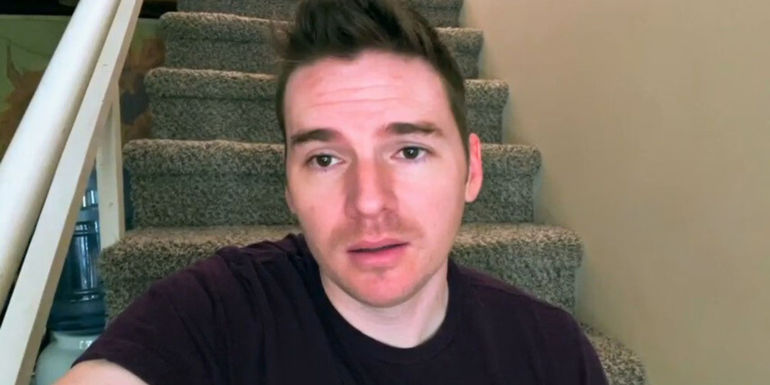 Cameron Frazer from Married at First Sight season 17 speaking to camera in black shirt