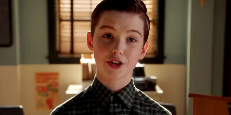 Iain Armitage as Sheldon Cooper looks smug in Young Sheldon