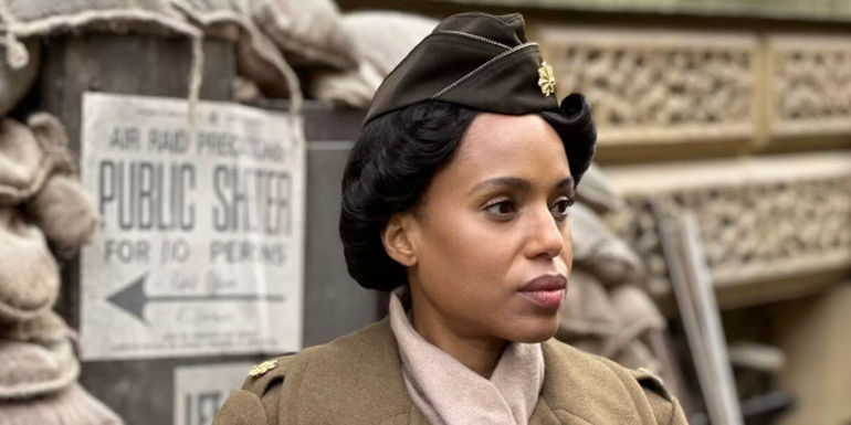 Kerry Washington as Major Charity Adams in Tyler Perry's Triple Six Eight.