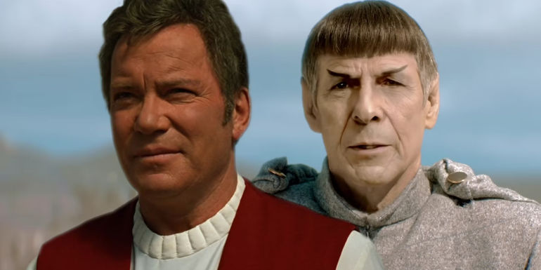 William Shatner as Kirk, and the deepfake Leonard Nimoy from Regeneration