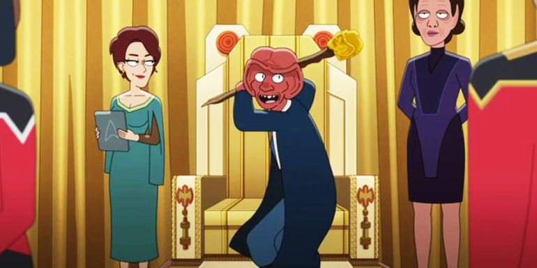 Leeta and Rom meet Captain Carol Freeman in Star Trek: Lower Decks season 4