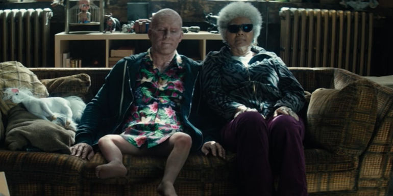 Deadpool with baby legs in Deadpool 2