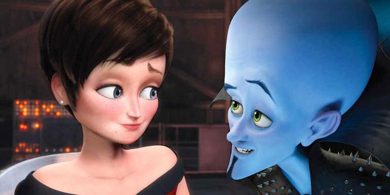 Megamind and Roxanne Ritchi looking into each others eyes