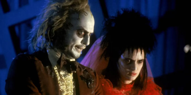 Beetlejuice and Lydia at wedding