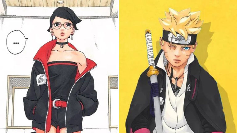 Sarada and Boruto as seen in Boruto Two Blue Vortex manga (Image via Shueisha/Masashi Kishimoto and Mikio Ikemoto)