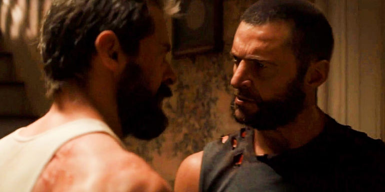 Wolverine looks at his clone in Logan
