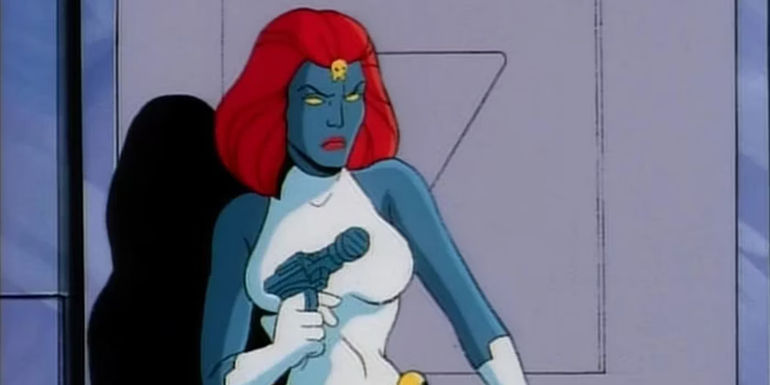 Mystique holding a gun in X-Men The Animated Series