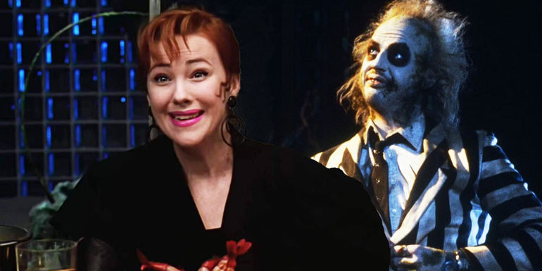 Catherine O'Hara as Delia Deetz and Michael Keaton as Beetlejuice in the original movie