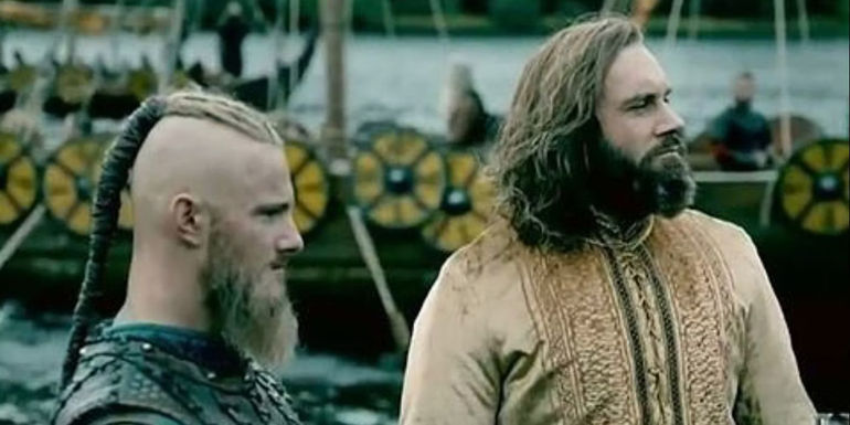 Bjorn and Rollo by the water in Vikings