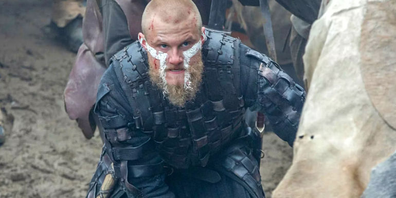 Bjorn with war paint hiding in Vikings