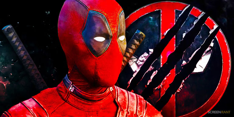 Deadpool with Deadpool 3 logo featuring Wolverine's claws. 