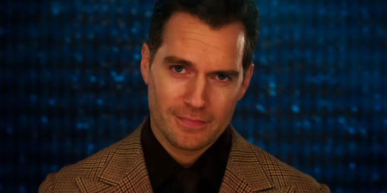Henry Cavill Looking Into the Camera in the Argylle Themed Music Video for Electric Energy