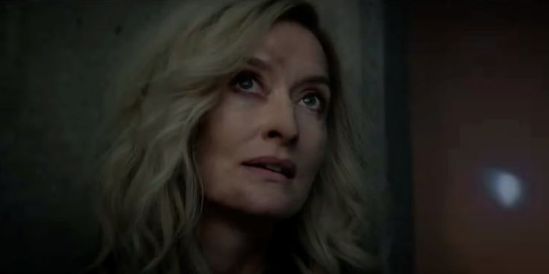 Natascha McElhone as Dr. Halsey looks up in Halo season 2