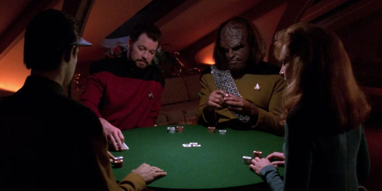 Star Trek TNG Cause and Effect poker Data Riker Worf Crusher
