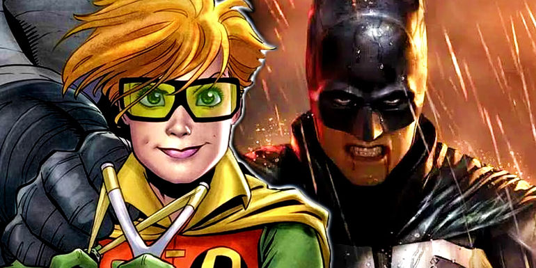 A split image of Robert Pattinson's The Batman and Carrie Kelley Robin