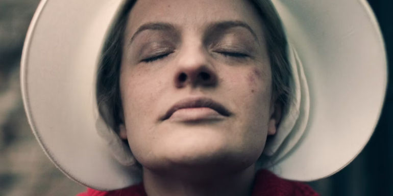 June in uniform in The Handmaid's Tale