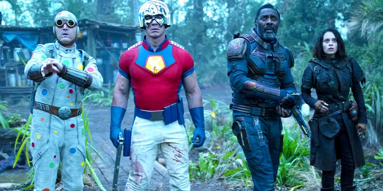 Polka Dot Man, Peacemaker, Bloodsport, and Ratcatcher 2 in The Suicide Squad