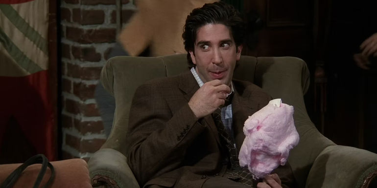 David Schwimmer as Ross Gellar eating cotton candy in Friends
