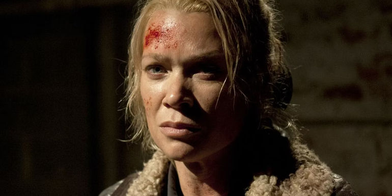Andrea looking serious in The Walking Dead
