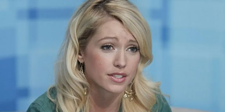 Britney from Big Brother in a diary room session, looking annoyed.