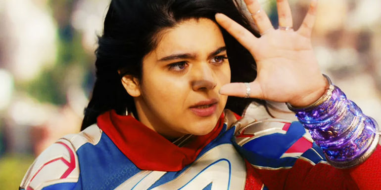 Kamala Khan in new Ms. Marvel costume with Quantum Band in The Marvels
