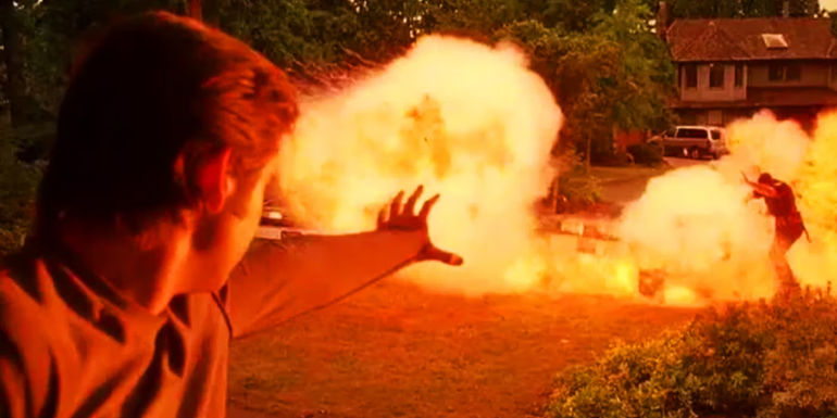 Pyro shooting fire at police officers in X2