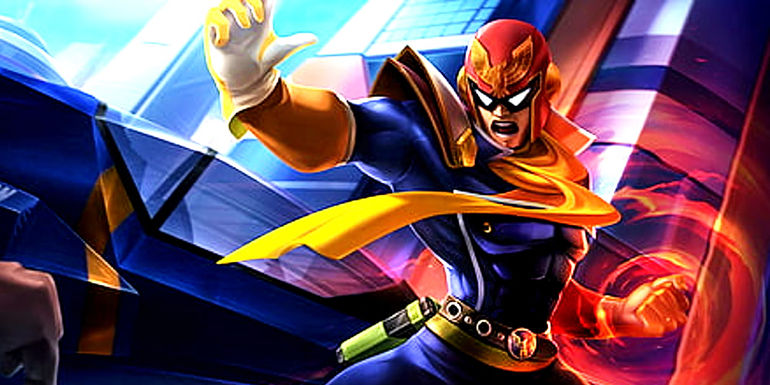Captain Falcon and the Falcon Flyer from the F-Zero video game franchise