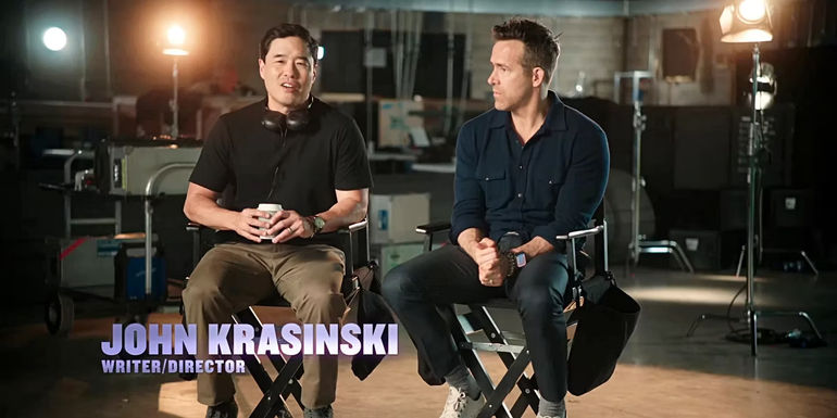 Randall Park and Ryan Reynolds in IF (2024) Big Game Tease video.