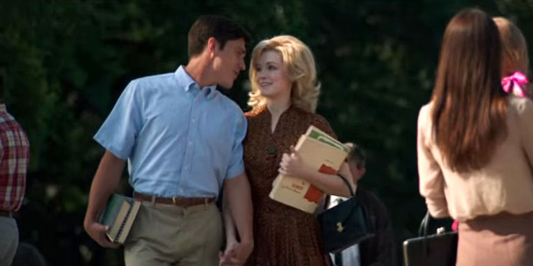 Finn Wittrock as Freddie Steinmark and Sarah Bolger as Linda Wheeler in My All American.