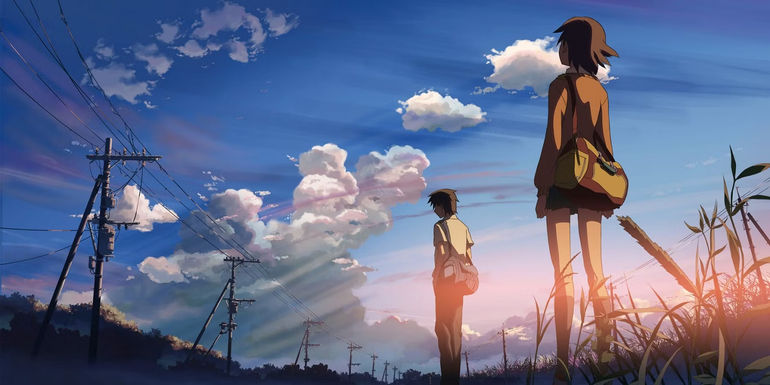 Takaki Touno and Akari Shinohara looking to the distance in 5 Centimeters Per Second