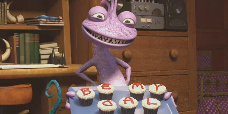 Randall bakes cupcakes in Monsters University