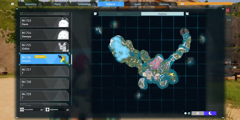 palworld univolt habitat map location