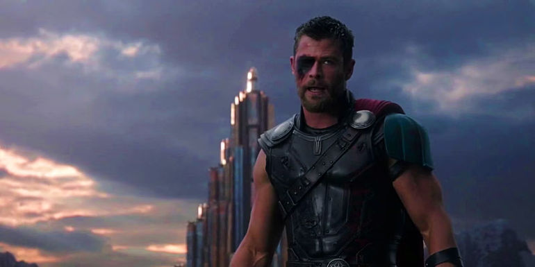 Thor in Asgard, with his eye bleeding