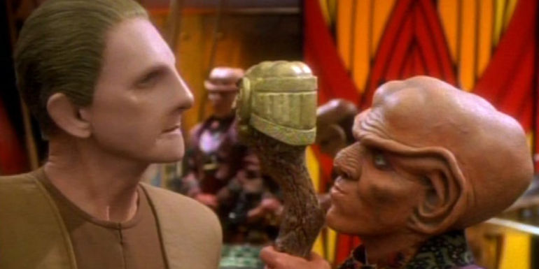 Quark teases Odo with his Grand Nagus staff