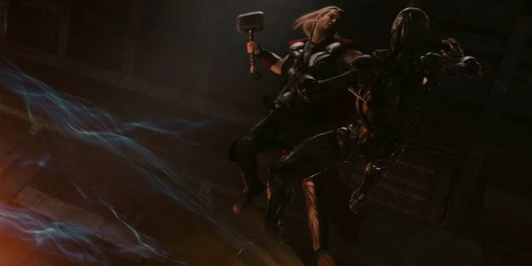Thor fighting Ultron sentries in Avengers_ Age of Ultron-1