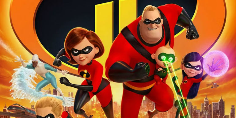 Incredibles 2 poster with the Parr family and Frozone