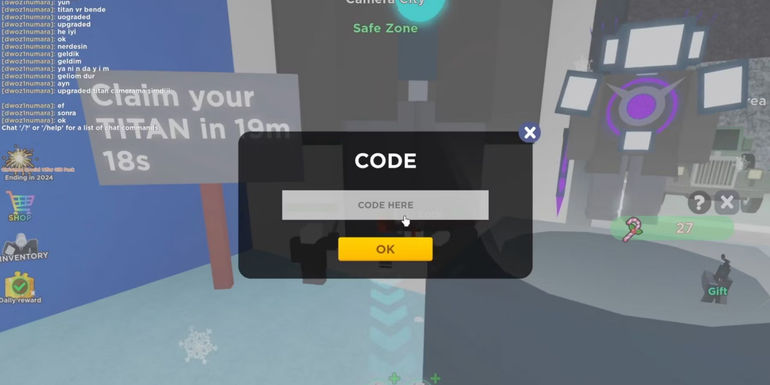 Toilet Conqueror Codes: the Codes button