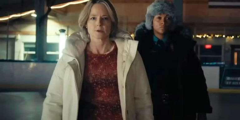 Jodie Foster as Chief Liz Danvers and Kali Reis as Trooper Evangeline Navarro in True Detective: Night Country